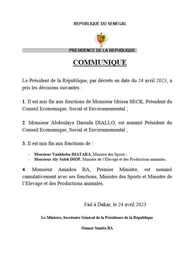 Abdoulaye Daouda Diallo, nouveau président du Conseil Économique, Social et Environnemental (CESE)