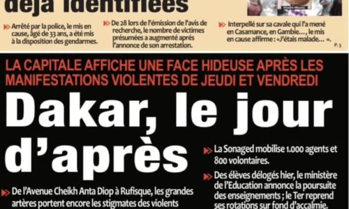 Une des journaux du mardi 06 juin 2023