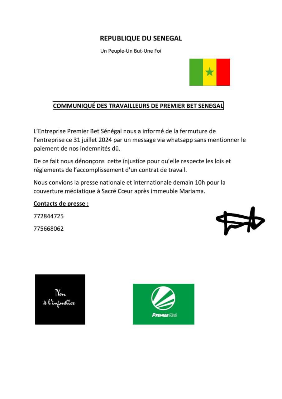 Premier Bet Sénégal: L’entreprise annonce sa fermeture après des problèmes de redressement fiscal